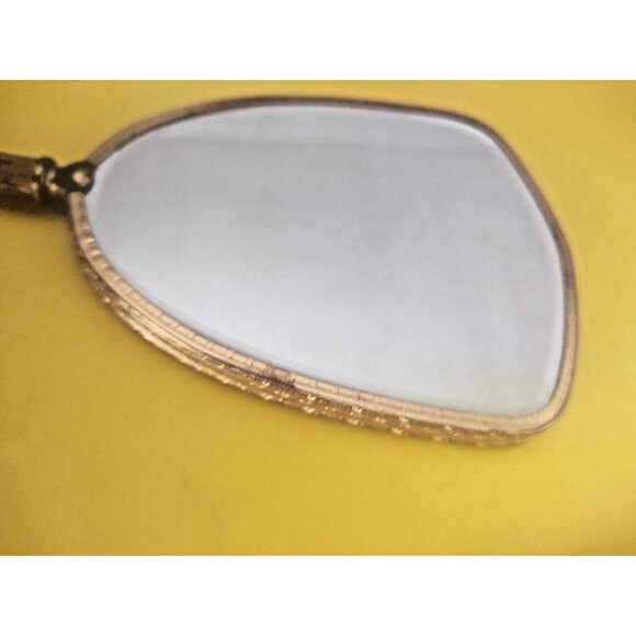 Vintage Brass and Cut Glass Hand Mirror & Brush Vanity Set 1930-1940 - Picture 12 of 15